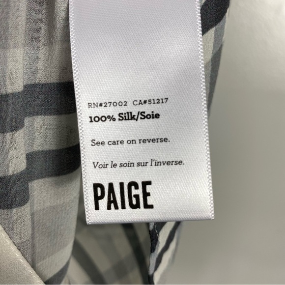 Paige Silk button down floral and plaid mix print blouse - Picture 7 of 9